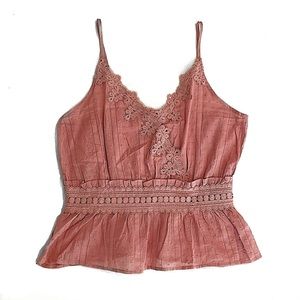 Mine Medium Pink Lace V-Neck Tank